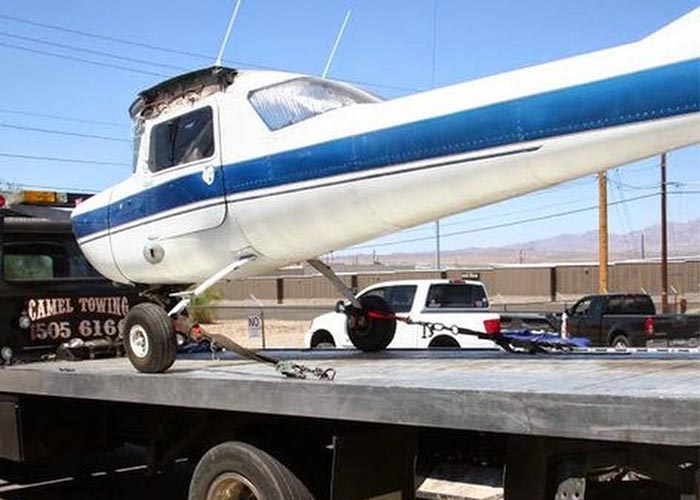 helicopter on a tow truck